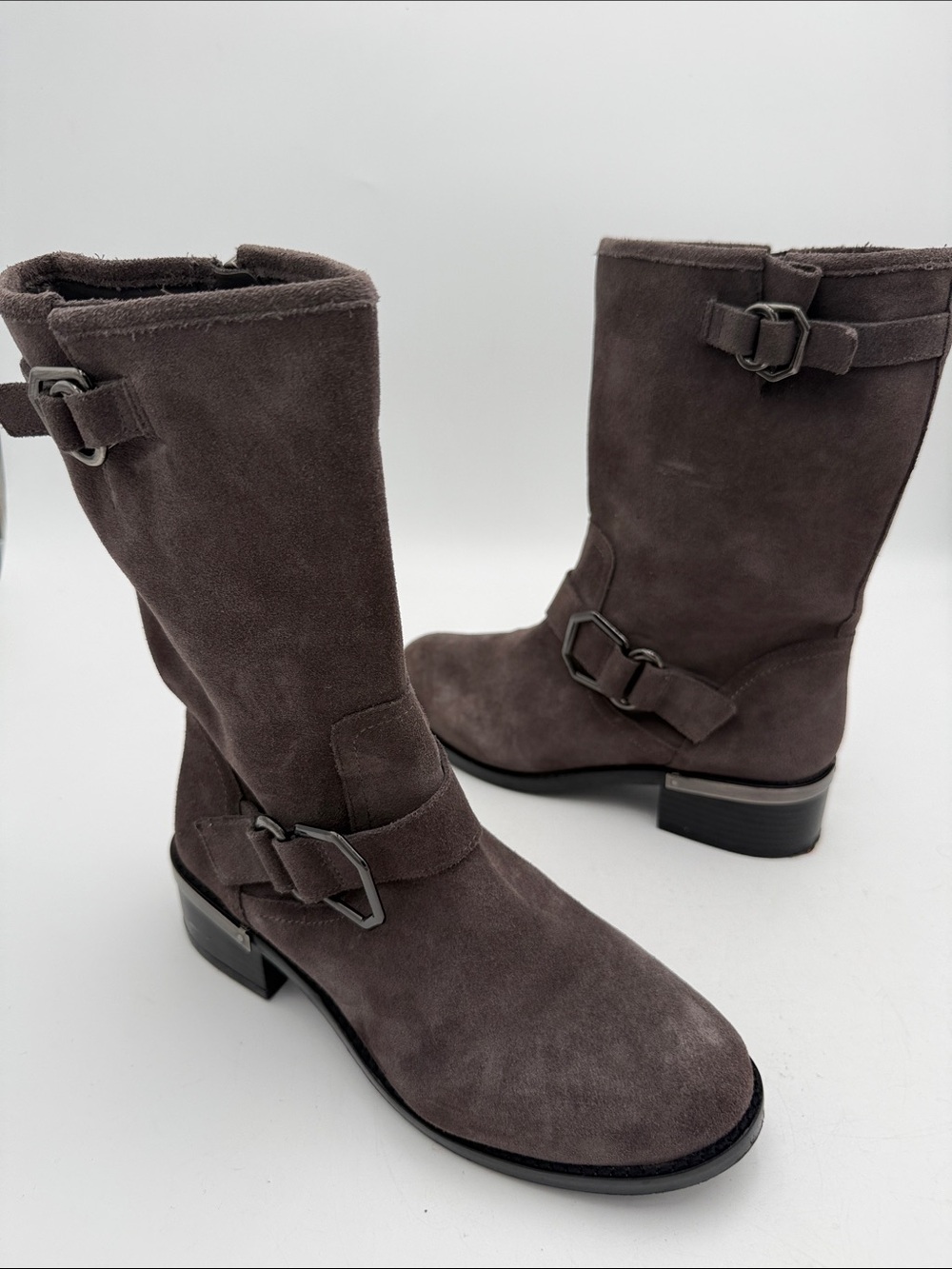 Vince Camuto Women' Suede Mid-Calf Boots in Dark gray7.5M fall winter Y2K casual